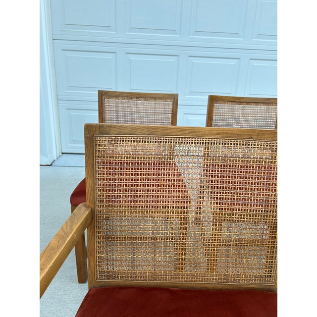 American of Martinsville 1980s Set of 4 Reupholstered Cane Back Dining Chairs by American Martinsville For Sale - Image 4 of 12