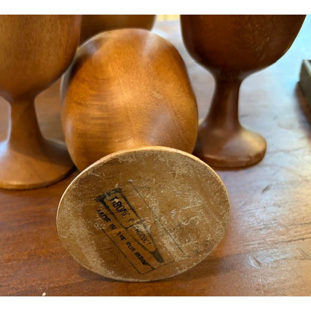 Mid 20th Century Mid Century Hand Carved Wood Goblets, Signed For Sale - Image 5 of 5