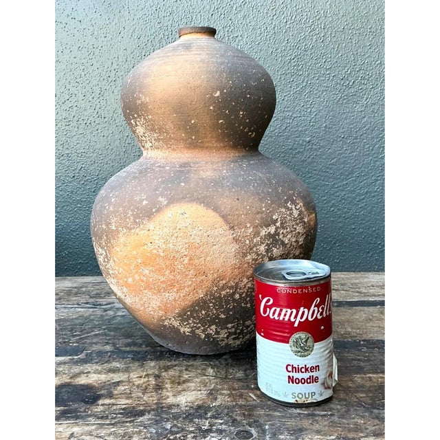 Tan Vintage Double Gourd Ceramic Vase For Sale - Image 8 of 12