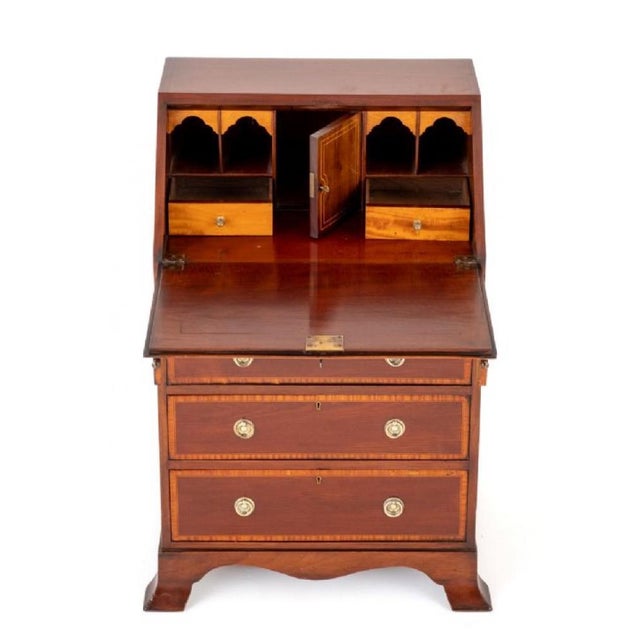Regency Revival Mahogany Inlay Desk, 1890s For Sale - Image 10 of 13