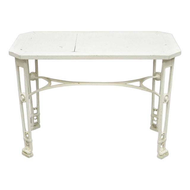 Antique Gothic Renaissance Wrought Iron Stretcher Base Potting Side Table (A) For Sale