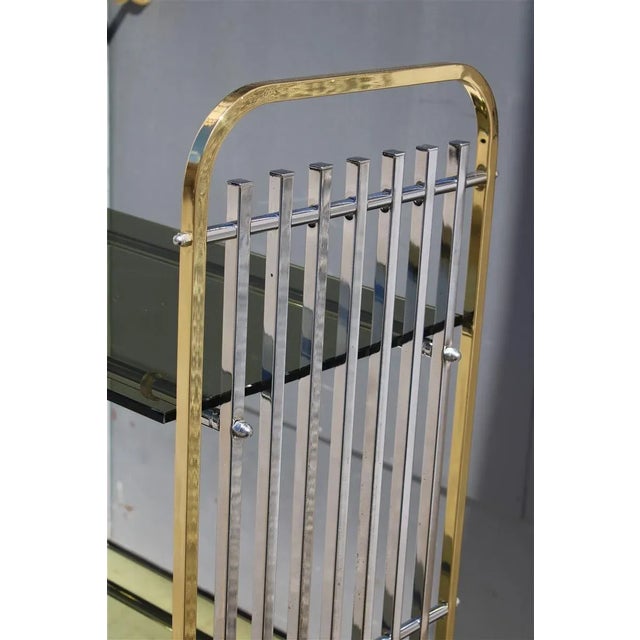 Italian Shelf in Chromed Metal, Brass & Glass, 1970s For Sale - Image 11 of 12