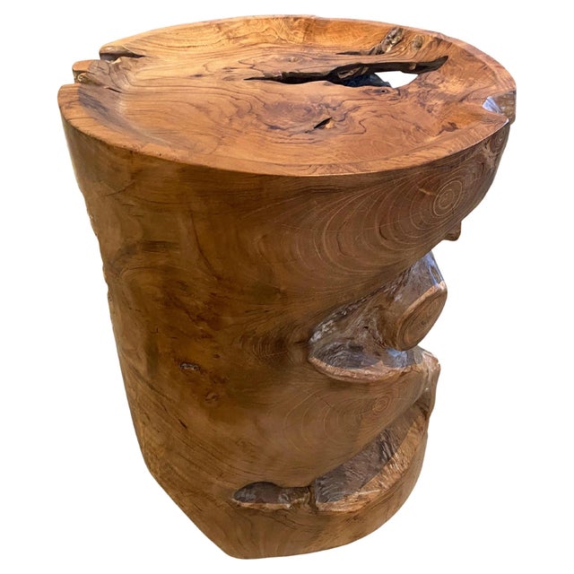 Natural organic formed reclaimed teak root side table. We hand carved the top section into a tray style and polished the...