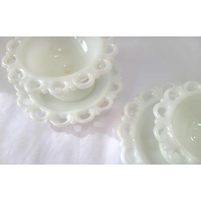 1950s 1950s Anchor Hocking Old Colony Milk Glass Salad Plates & Compote Set- 4 Pieces For Sale - Image 5 of 6