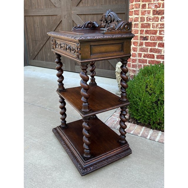 Late 19th Century Tall Antique French One Drawer Barley Twist Oak End ...