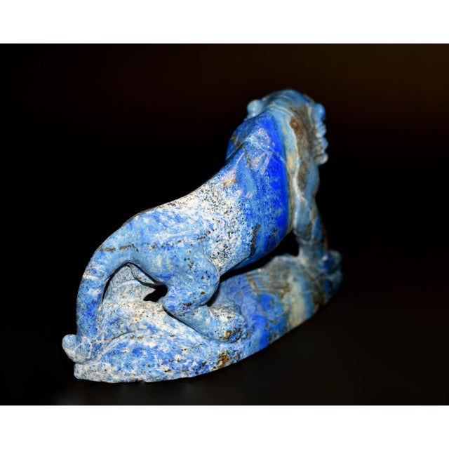Late 20th Century Lapis Lazuli Tiger Statue Paperweight For Sale - Image 10 of 11