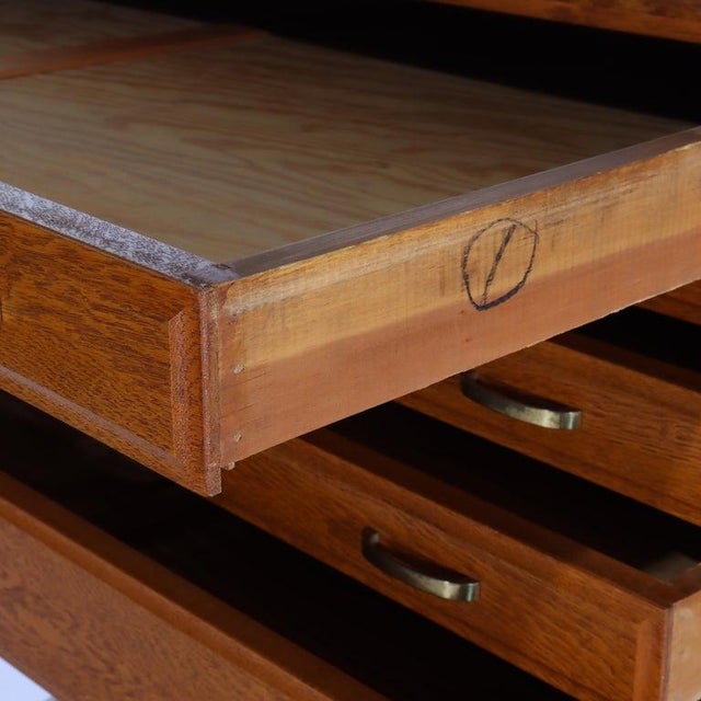 1910s Architectural Arts & Crafts Oak 5-Drawer Map Cabinet For Sale - Image 12 of 18