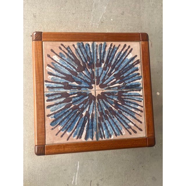 Møbelfabrikken Toften Danish Modern Teak & Ceramic Tile Side Table — Made in Denmark, C. 1960s For Sale - Image 4 of 5