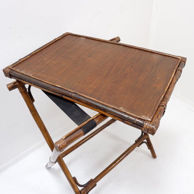 Mid-Century Colonial Style Bamboo Folding Tray Table, 1960s For Sale - Image 14 of 16