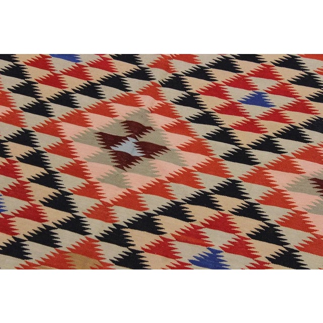 Geometric Kilim Hand-Woven Wool Rug -4'7" X 6'5" For Sale - Image 4 of 8