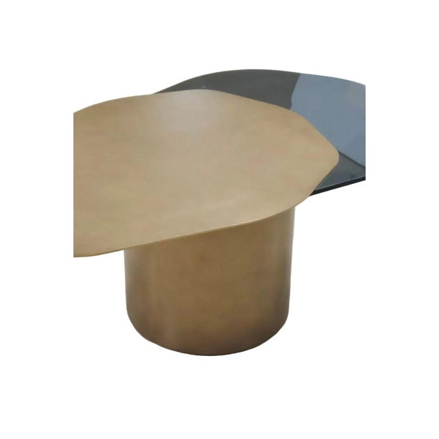 Brass Set of 3 Modern Irregular Shaped Kaylee Coffee Table Set in Brass For Sale - Image 8 of 14