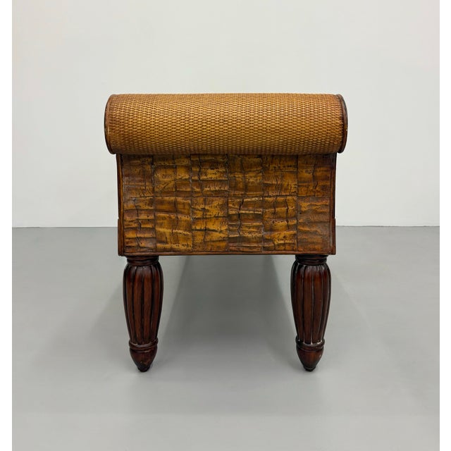Rustic European Vintage Pulaski Scroll Arm Bench For Sale - Image 3 of 9