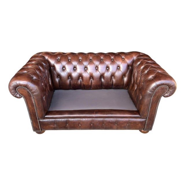 English Love Seat Vintage Chesterfield Leather For Sale - Image 16 of 16