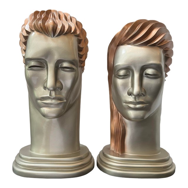 1980s Art Deco Revival Busts After Lora Marx -a Pair For Sale