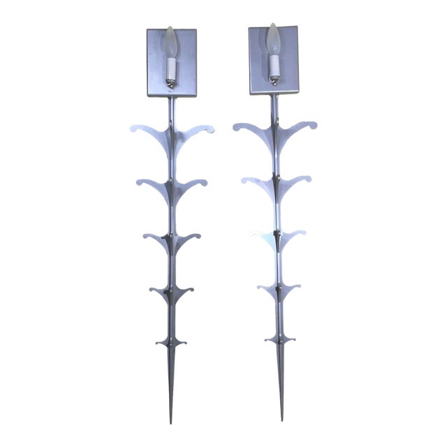 Pair of Midcentury Steel Wall Scones For Sale