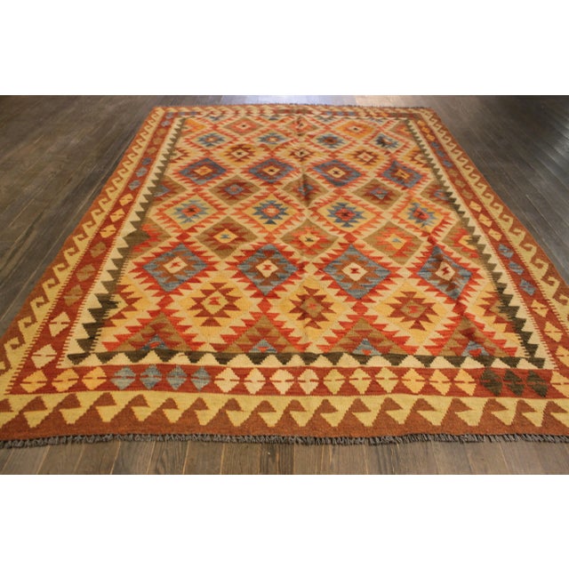 Tangerine 21th Century Modern Killing Wool Rug For Sale - Image 8 of 12