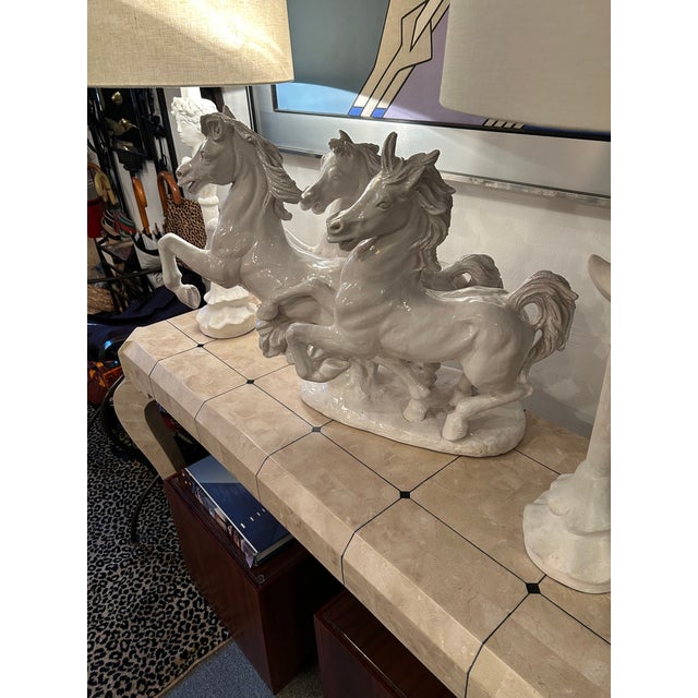 Large Glazed Terracotta Sculpture of Galloping Horses For Sale - Image 4 of 14