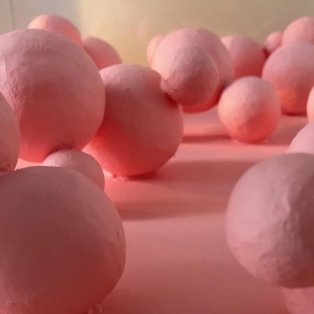 Schinken Bälle explores the pull of obsession and the strange beauty of imperfection. Handcrafted and layered with plaster...