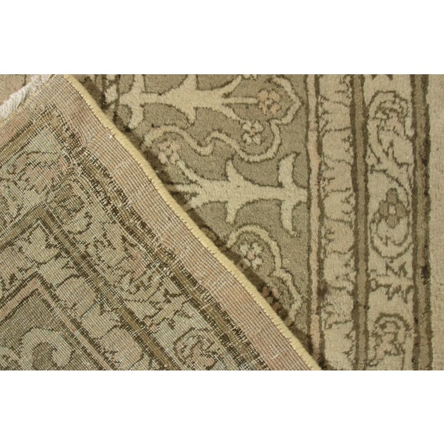 1920s Hand-Knotted Antique Indian Amritsar Rug in Green, Gray, Beige Medallion Pattern For Sale - Image 5 of 6