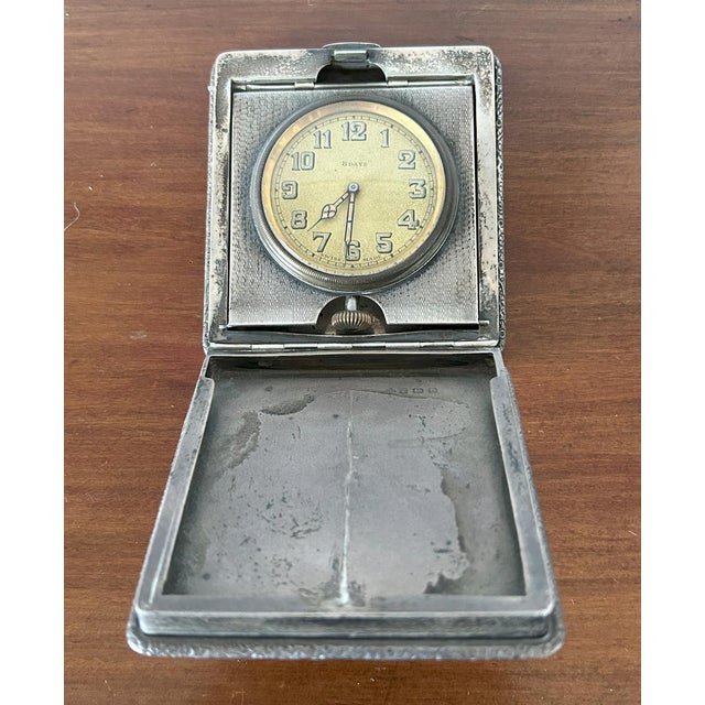 Metal Art Deco Silver Table Clock from William Base & Sons, Birmingham, 1927 For Sale - Image 7 of 18