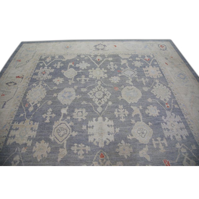 Textile Turkish Oushak Rug Charcoal Gray & Ivory Handwoven Wool Rug 9'2" X 12' For Sale - Image 7 of 8