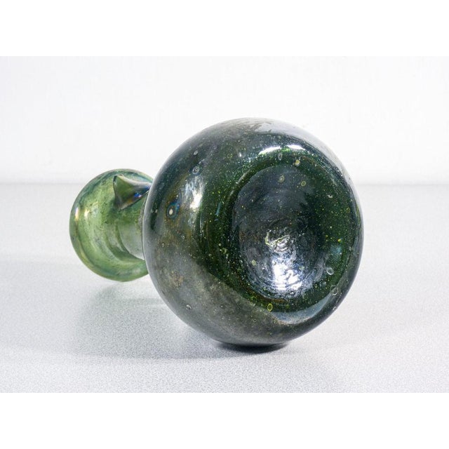Green Blown Glass Vase with Scavo in the the style of Seguso For Sale - Image 8 of 9