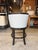Jessica Charles Sky Blue Leather Counter Stool With Black Wood Frame and Legs For Sale - Image 4 of 6