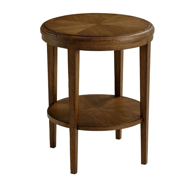 Oak Parquetry Round Side Table - Dark Oak For Sale - Image 4 of 5