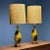 American Mid-Century Modern, Large Table Lamps, Glazed Ceramic, Yellow, Fabric For Sale - Image 4 of 10