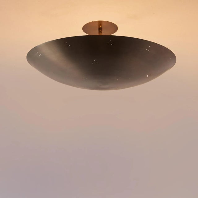 Mid-Century Modern Raul Reyes 'Rey 20' Perforated Patinated Brass Dome Ceiling Lamp For Sale - Image 3 of 12