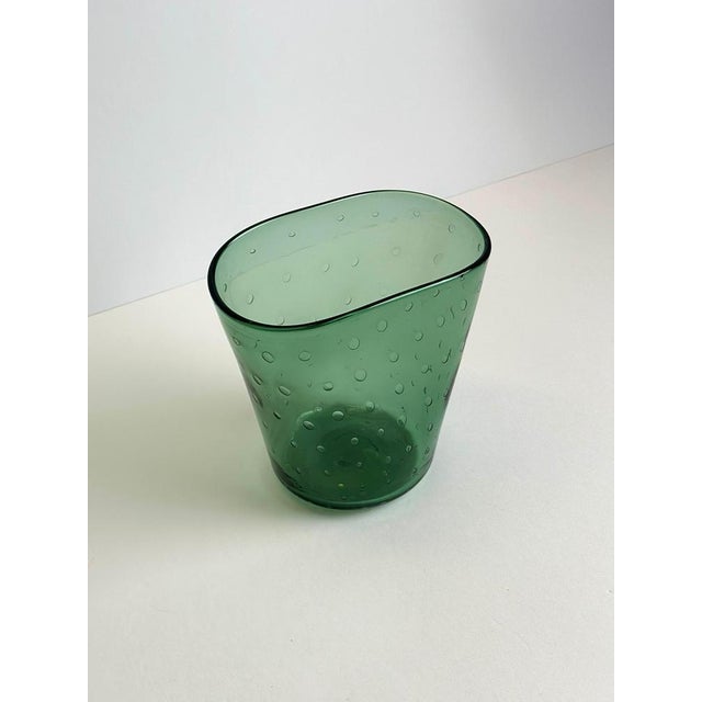 Mid-Century Modern Empoli Green Bullicante Blown Glass Vase, Italy, 1950s For Sale - Image 10 of 11