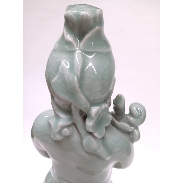 Vintage Chinese Green Celedon Peasant Boy Statue For Sale In Portland, ME - Image 6 of 8