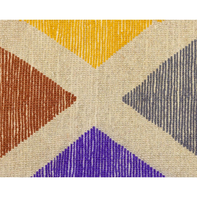 Textile Hand-Knotted Wool Rug with Geometric Mosaic Design by Azele Studio For Sale - Image 7 of 8