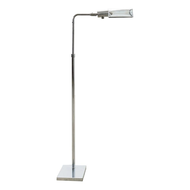 Mid 20th Century Koch & Lowy Omi Chromed Steel Adjustable Pharmacy Floor Lamp For Sale