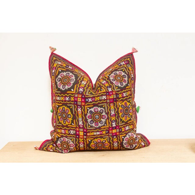Tribal Anika Rajasthani Embroidered Decorative Pillow For Sale - Image 3 of 8