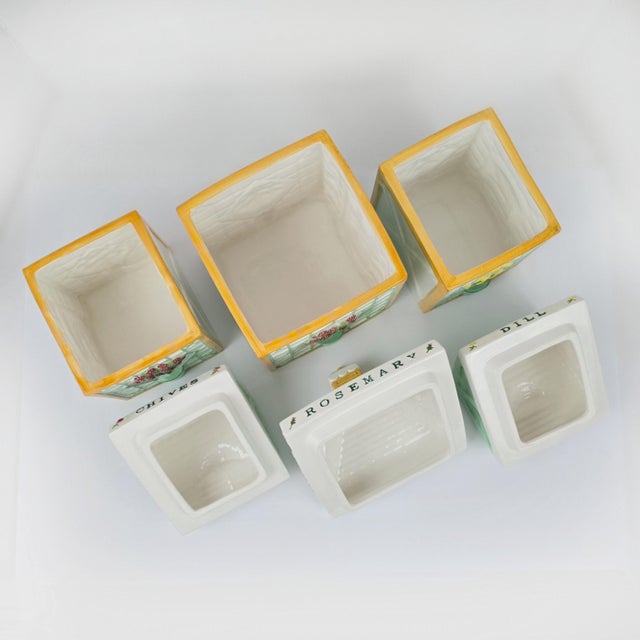 Vintage Holly Holderman Lakehouse Village Ceramic Herb Garden Jars, Set of 3 For Sale - Image 9 of 12