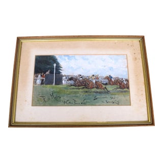 "Northern Farmer Wins!" the Stewards' Cup Goodwood 1899 Watercolour by Finch Mason For Sale
