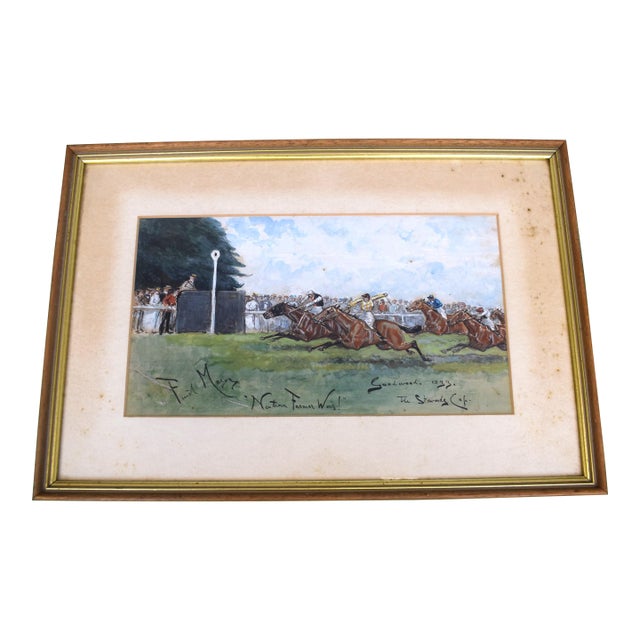 "Northern Farmer Wins!" the Stewards' Cup Goodwood 1899 Watercolour by Finch Mason For Sale