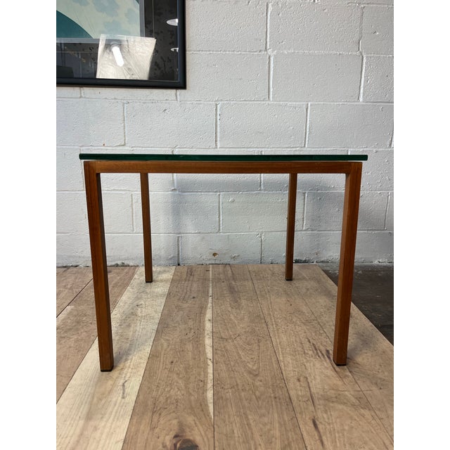 1980s Mid Century Faux Bois Textured Metal and Glass Side Table, 1980s For Sale - Image 5 of 9