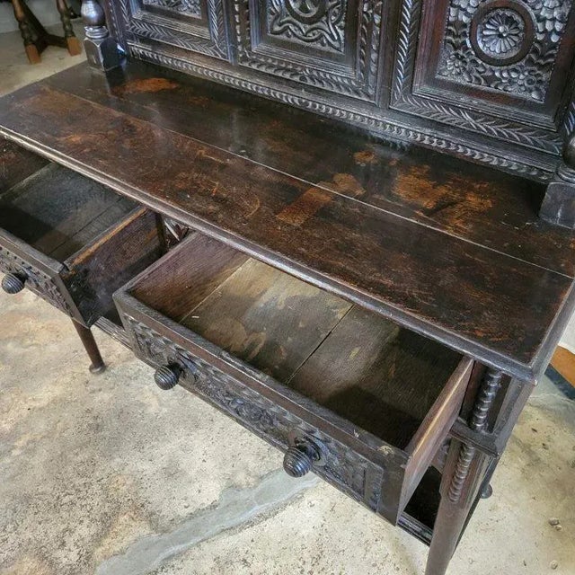 Brown Circa 1790 English Carved Sideboard With 2 Drawers & Shelf For Sale - Image 8 of 13