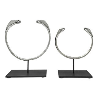 Late 19th Century Chinese Miao Silver Neck Ornaments- a Pair For Sale