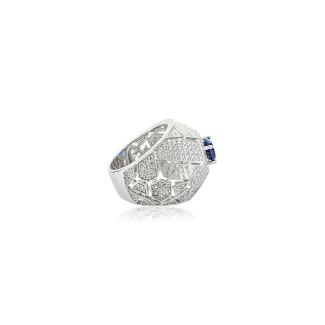 Not Yet Made - Made To Order Carat&her Bold 925 Sterling Silver Ring With Blue Cubic Zirconia Size 6 For Sale - Image 5 of 12