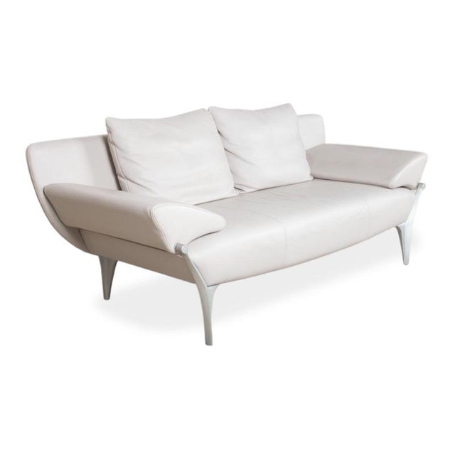Modern 1600 Leather Three-Seater Grey Sofa with Manual Function by Rolf Benz For Sale - Image 3 of 13