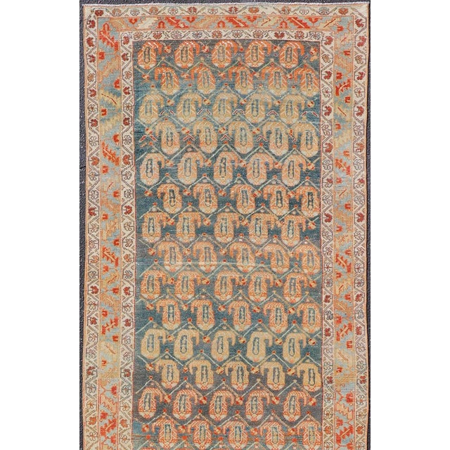 Long Antique Hand-Knotted Persian Malayer Runner in Wool With All-Over Design For Sale - Image 4 of 12