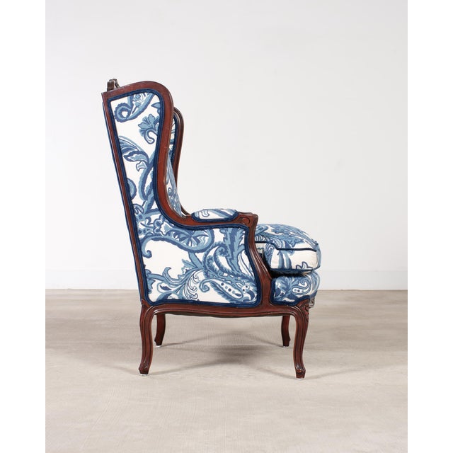 Louis XV Style Wingback Bergere Á Oreilles Crewel Work For Sale - Image 10 of 18