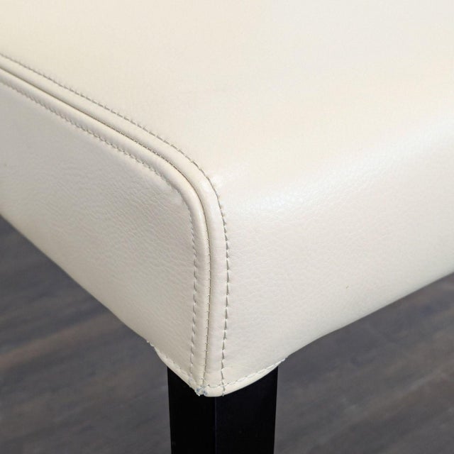 Set of Six Crate & Barrel Lowe Ivory Leather Dining Chairs For Sale - Image 10 of 13