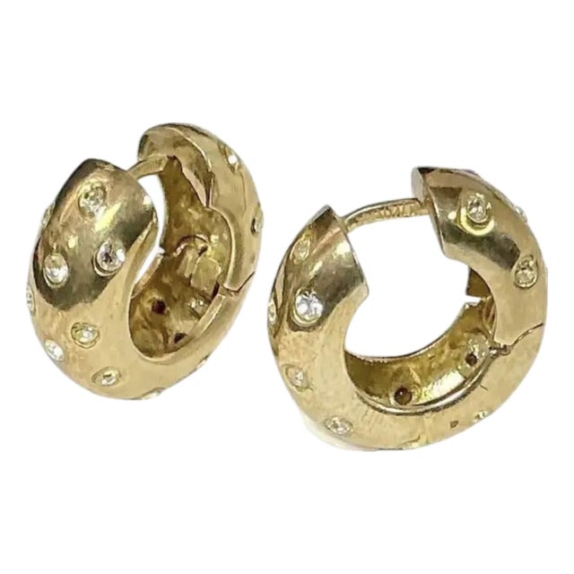 Gold-Plated 925 Sterling Silver Vermeil Hoop Earrings With Gemstones For Sale