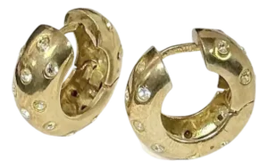 Gold-Plated 925 Sterling Silver Vermeil Hoop Earrings With Gemstones