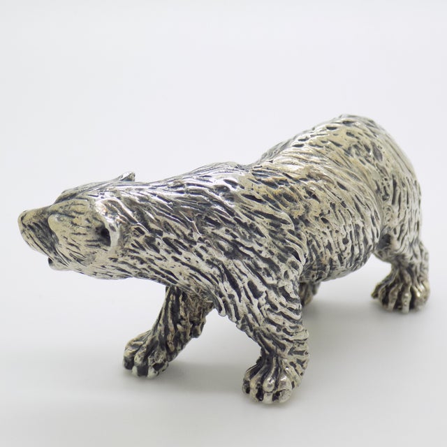 Vintage Italian Handmade Genuine Silver Large and Detailed Bear Figurine Sculpture Miniature For Sale - Image 6 of 11
