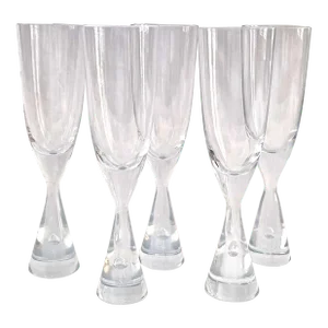 Mid-Century Holmegaard Teardrop Princess by Bent Severin Champagne Flutes - Set of 5
